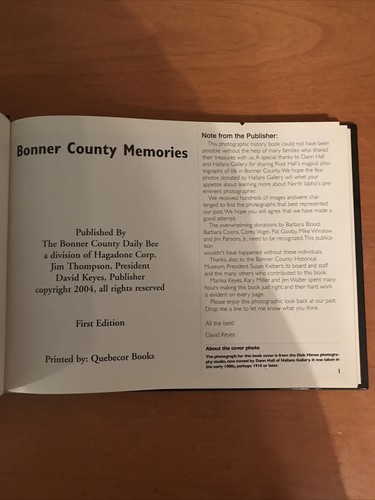 Bonner County Memories Ross Hall retrospective inside First Edition 2004 - Picture 2 of 10