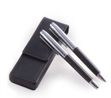 Bey-Berk Roller Ball and Ballpoint Pens w/ Black Leather Case