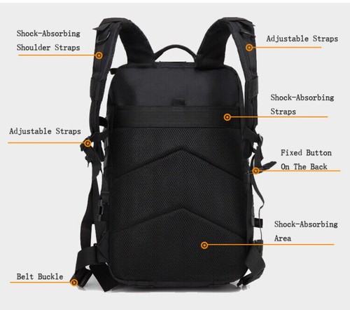 MELLO Outdoor Wasserdicht Wandern Survival Armee Tasche Militär Taktischer Rucksack 45L - Bild 5 von 12