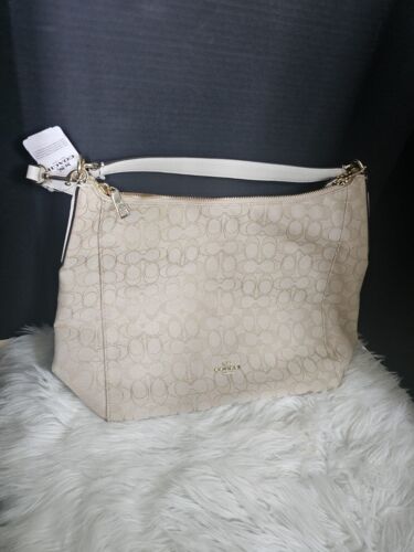 Coach Outline Signature Celeste Hobo borsa a tracolla donna cachi F58327 - Foto 2 di 8