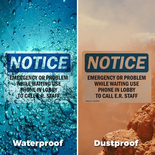 (2 Pack) Emergency Or Problem While Waiting Use Phone OSHA Notice Sign Decal - Imagen 6 de 21