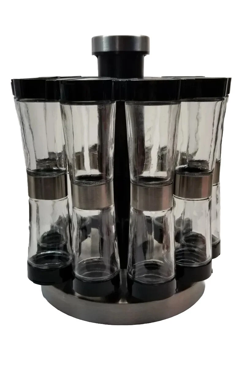 Rotating Spice Rack Organizer with Glass Jars Holds Up to 20 Spices
