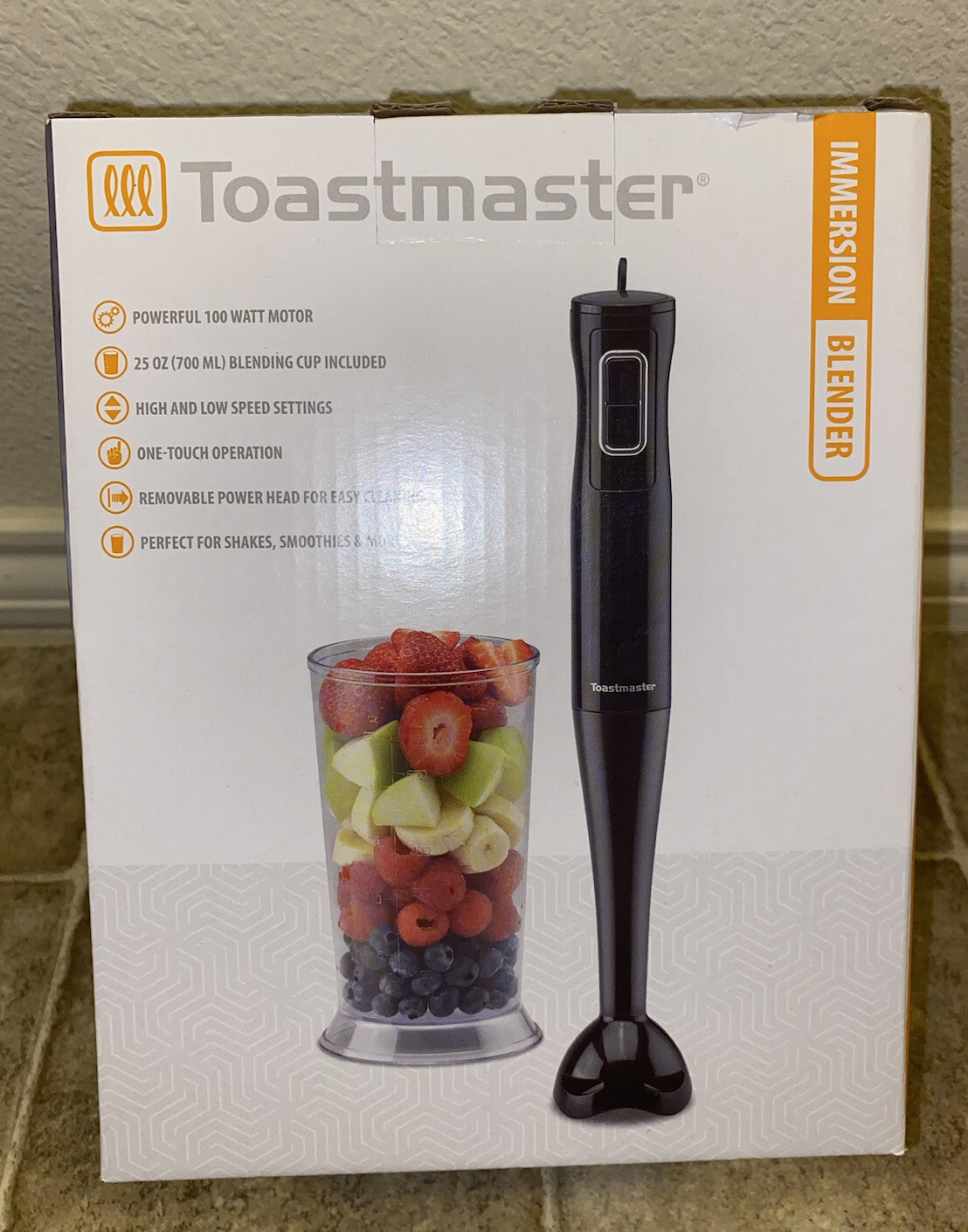 Toastmaster Immersion Blender TM202IB NEW Smoothies Soups Cup Included