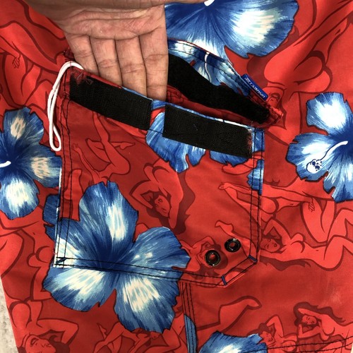 Billabong Board Swim Shorts Mens S Red Floral Nude Lady All Over Graphic RARE - Picture 13 of 19
