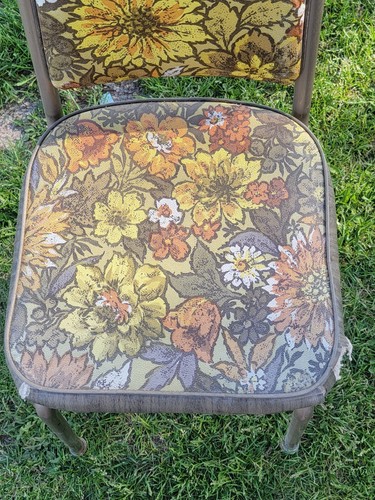 Vintage Pair Douglas Vinyl Metal Legs Floral Highback Chairs Funky & Nostalgic - Picture 18 of 20