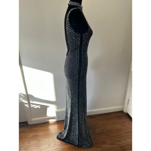 Windsor Bodycon Sparkly Bejeweled Open Back Turtleneck Evening Gown Size Small - Picture 3 of 10