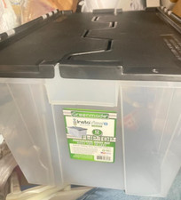 1 Greenmade 1501927  Instaview 12 gal Black/Clear Hinged-Lid Tote Stackable (DR)