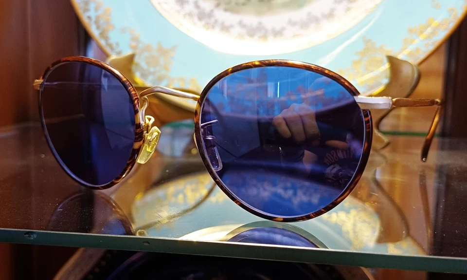 Gafas de sol GIORGIO ARMANI de 1990 hechas en Italia Mod Panto redondo Lennon Ozzy Foto 3 de 4