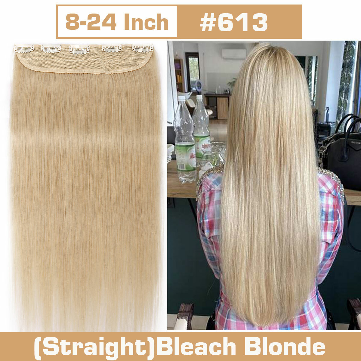 One Piece 110G Thick Real Hair Extensions Clip In Human Hair Weft 3/4 Full Head - Picture 25 of 35