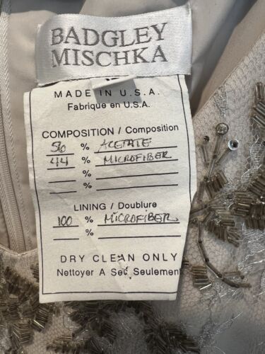 Badgley Mischka Nude Beige Abendkleid Spitze Perlen Mieder Formelles Kleid Gr. 12 - Bild 12 von 15