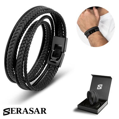 SERASAR, Lederarmband ''Wrap'' für Männer, Perfektes Geschenk für den Bruder