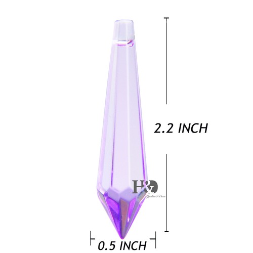 10PCS Purple Crystal Glass Chandelier Parts Glass Beads Lamp Prisms Pendant 55mm - Picture 2 of 4