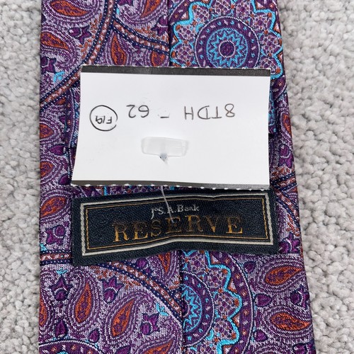 Jos. A. Bank Reserve Burgundy Paisley Pattern Silk Tie Necktie Made in Italy $99 - Picture 4 of 6