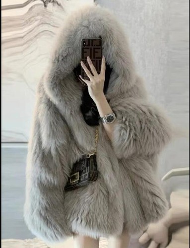 Women's 2024 Fashion Faux Fur Hooded Warm Thick Short Coat Jacket Overcoat 1223 - Picture 11 of 13