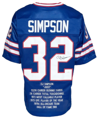 #ad Buffalo Bills O.J. Simpson Autographed Pro Style Blue Stat Jersey JSA Authent... $139.00