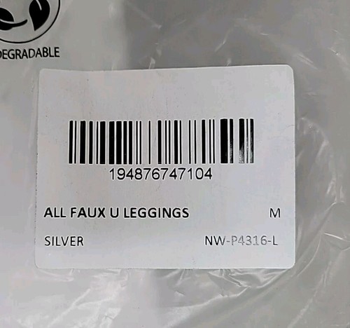 New Naked Wardrobe All Faux Legging Silver Size Medium - Picture 5 of 5