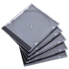 Maxtek 10.4 mm Standard Single Clear CD Jewel Case with Assembled Black Tray,...