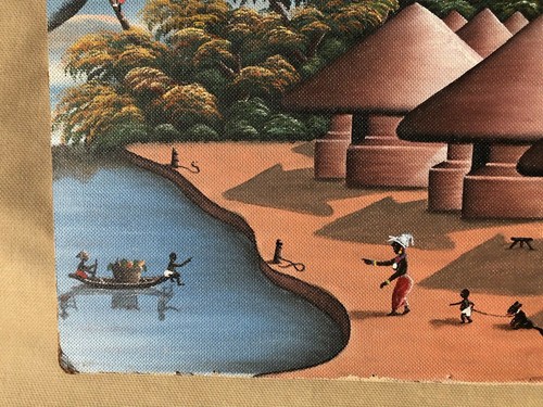 Vintage Signed African Artist  Isaac Willie 1972 Oil Painting Bought in Liberia - Picture 6 of 12