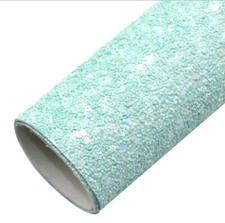 Chunky glitter FAUX LEATHER SHEET 8" x 12" 1186029 Mixed Pale aqua Blue