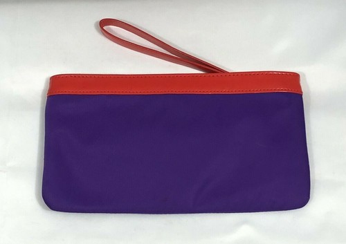 Kate Spade Chrissy Wristlet Wallet Purple Nylon Red Patent Leather Trim - Picture 3 of 7