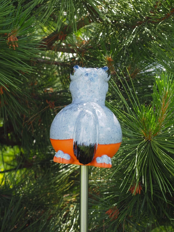 Keramik Gartenkugel Dekoration Statue Wolf H16cm Midene Handgefertigt - Bild 4 von 4