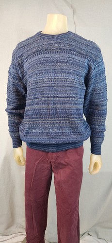 Croft & Barrow Blue MEDIUM Cotton Crew Neck Long Slv Pullover Sweater Top USED - 第 1/6 張圖片