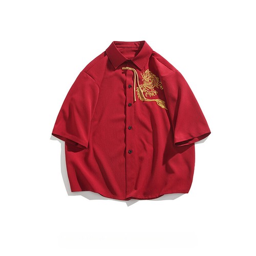 Men Chinese Dragon Embroidered Shirt 3/4 Sleeve Blouse Kungfu Tai Chi Coat Tops - Picture 12 of 12