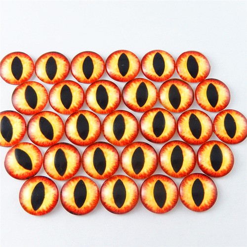 18 Colors Glass Dragon Eye Cameo Cabochon Flatblack Dome Eyeball Jewelry 8-30mm - Picture 7 of 19