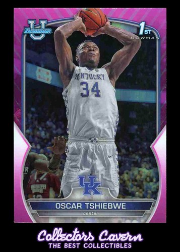 2023 Bowman University Chrome Pink Refractor #74 Oscar Tshiebwe - Picture 1 of 2