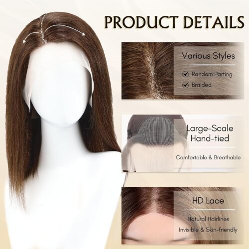 Peluca frontal de encaje TOPART 16 pulgadas 13x4 HD cabello humano brasileño con cabello de bebé - marrón - Imagen 12 de 19