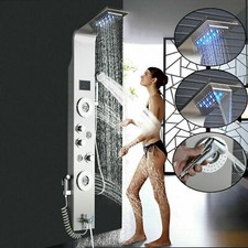 ELLO ALLO LED Shower Panel Tower Massage System Rain Waterfall Jets Faucet Set