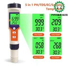PH Meter 5 in 1 PH/TDS/EC/Salt/Temp Water Quality Monitor Tester for Hydroponics