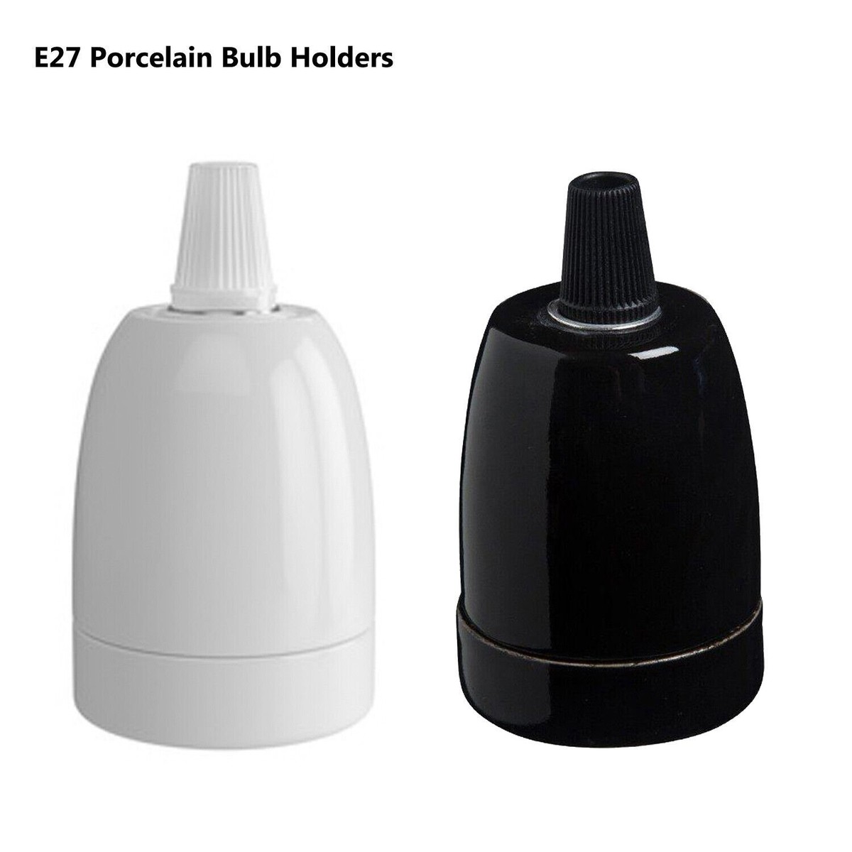 Edison Bulb Holder with Cord Grip E27 Porcelain White Black Lamp