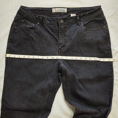 Pantalones de mezclilla negros descoloridos Glory 14 largos 33,5" entrepierna elásticos pierna recta relajada - Imagen 8 de 9