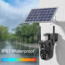 WiFi 8MP Wireless Solar Power PTZ IP Camera Security CCTV Dual-Lens Outdoor IP67