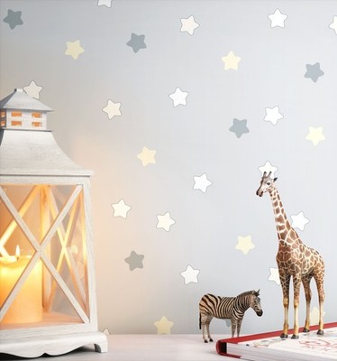 NEWROOM Tapete Grau Vlies Sterne - Kindertapete Sternchen Muster für