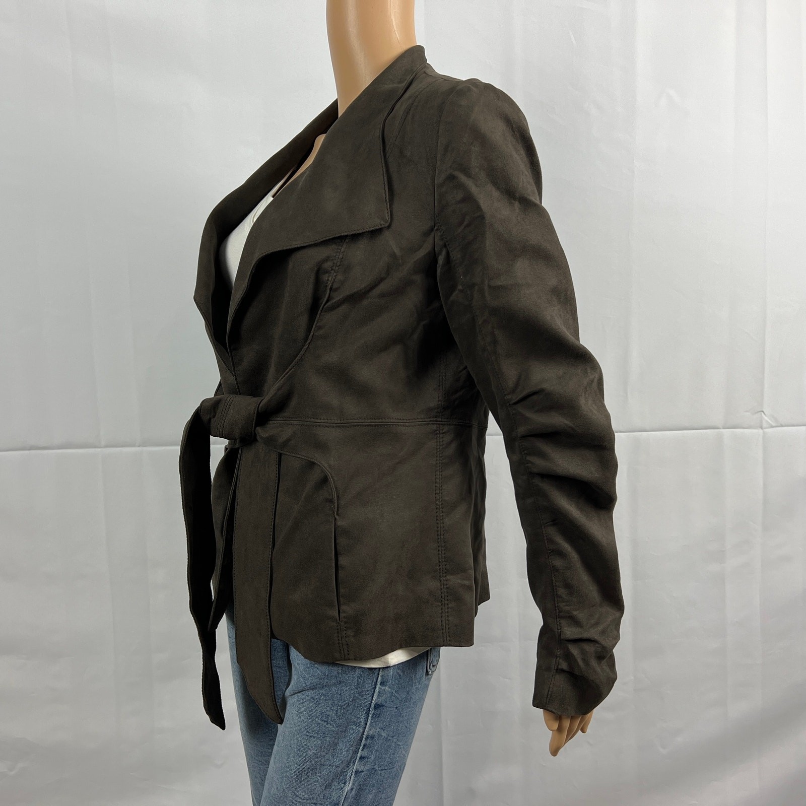 Zara Basic Womens LARGE Brown Microfiber Tie Open… - image 4