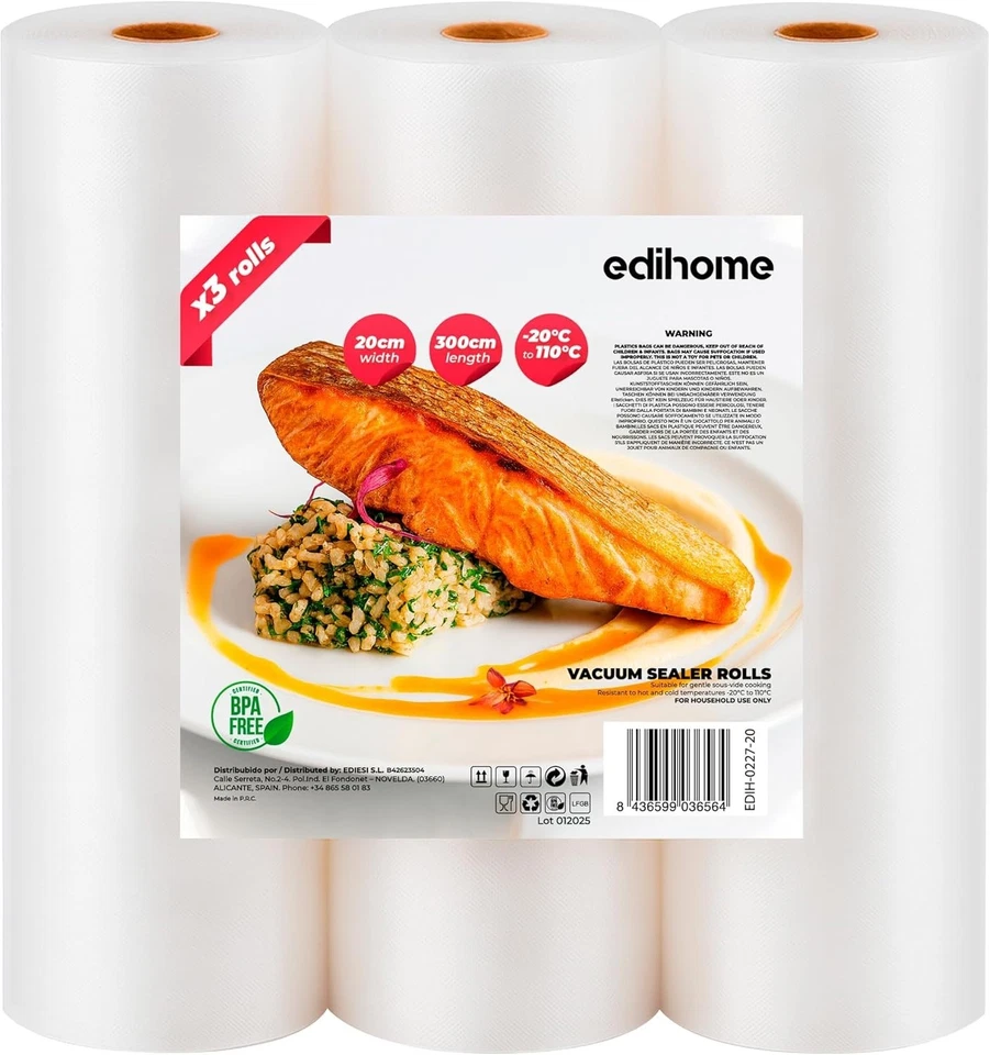 Edihome, Sacs Sous Vide Alimentaires 20x300cm, Lot de 3, Durabilité et Fraîcheur - Photo 3/4