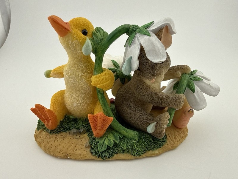 Fitz & Floyd Charming Tails Ducky Weather Figurine 88/101 Mouse Duck Rain