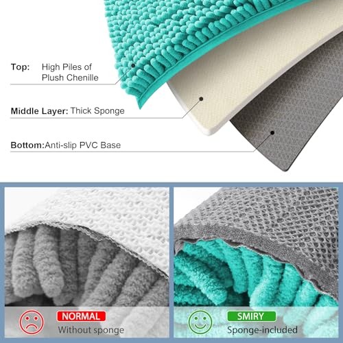 Luxury Chenille Bathroom Rugs 36x24, Extra Soft and 36'' x 24'' Turquoise - Bild 6 von 6