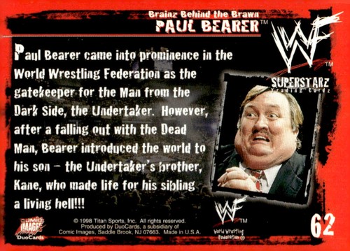 1998 Comic Images WWF Superstarz #62 Paul Bearer - Picture 2 of 2