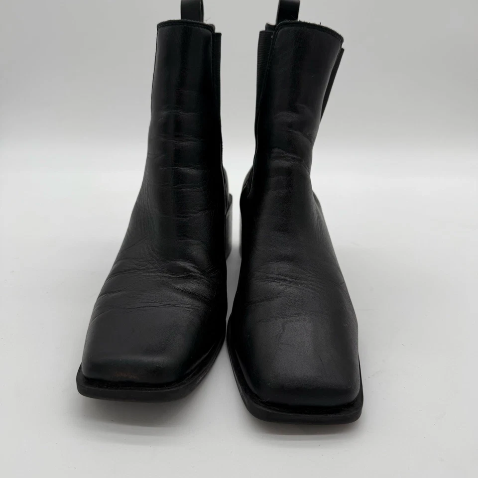 Aldo Leather Black Foal Chelsea Boot Block Square Heel Modern Minimalist 9 - Imagem 3 de 4