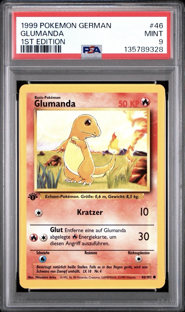1999 Pokemon GERMAN 1st Edition Base Set Glumanda-Charmander 46