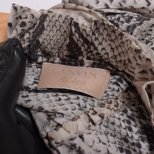 Lanvin Mini Abito Donna Grigio 100% Seta Stampa Serpente Una Spalla Bodycon Avvolgente M - Foto 6 di 11
