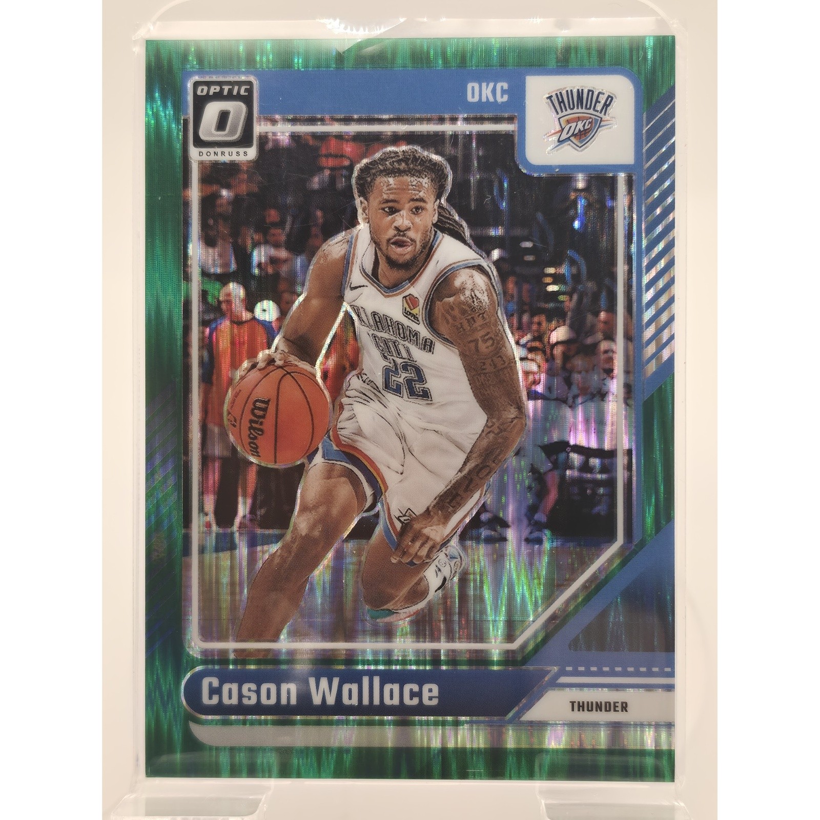 2024-25 Panini Donruss Optic Cason Wallace #191 Green Shock Prizm /149 Thunder