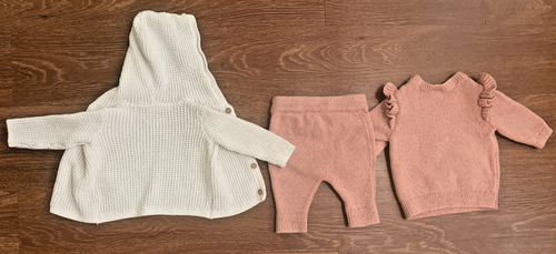 Carters Baby Mädchen 3M Strick Pullover Set Häschen Oberteil Hose Kapuze Cardigan Outfit - Bild 6 von 6