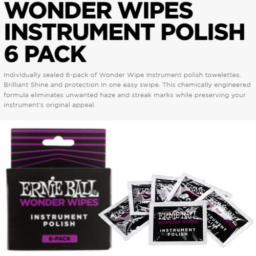 Esmalte de instrumentos Ernie Ball Wonder Toallitas, sellado individualmente paquete de 6 (4278) - Imagen 2 de 7
