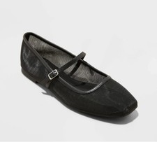 Wild Fable Women's Elsa Black Mesh Mary Jane Ballet Arch Support Flats Size 11