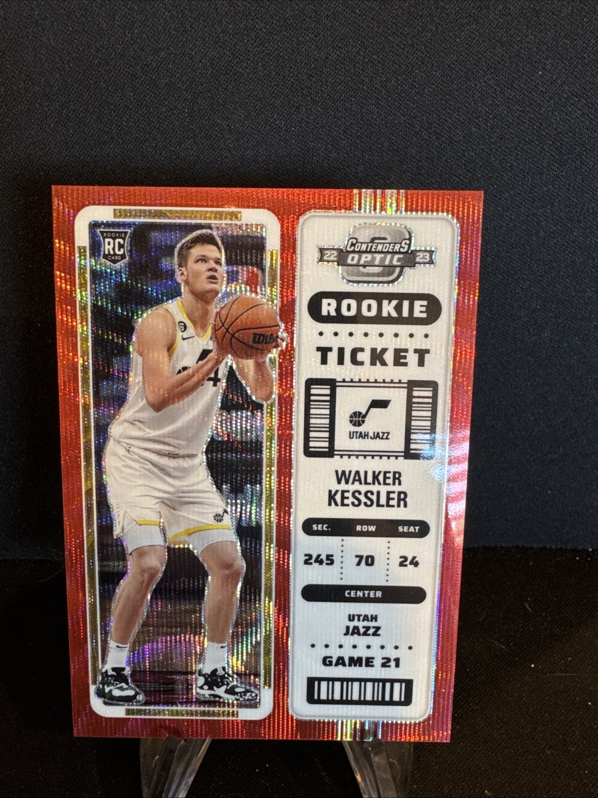 2022-23 Contenders Optic Basketball-Walker Kessler RC #1-Red Wave Prizm