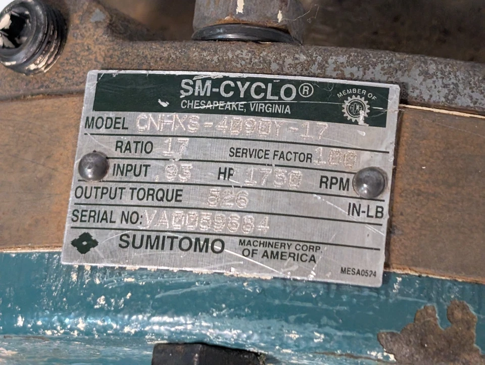 Reductor de engranajes Sumitomo Machinery CNHXS-4090Y-17 SM-CYCLO, relación 1:17, 526 pulgadas-LB Foto 2 de 4